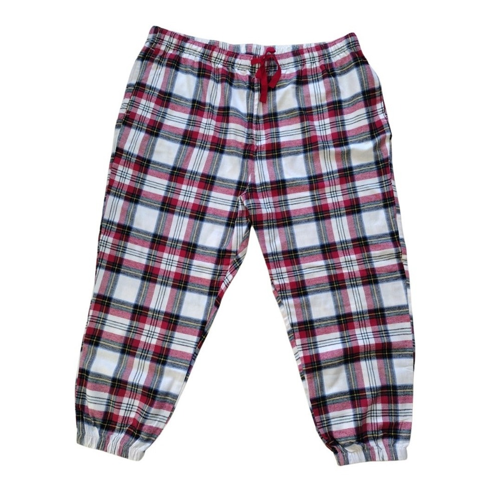 Old‎ Navy Pajama Joggers Women's Plus 4X Red White High-Waisted Flannel Plaid